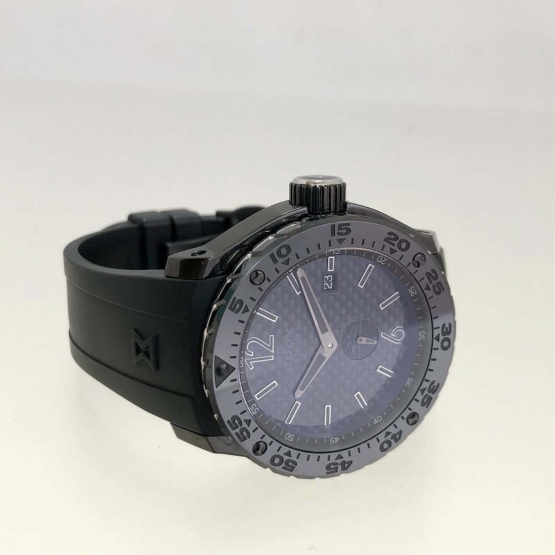 日本限定100本 新品同様 EDOX エドックス アイスシャーク2 自動巻き腕時計 96001-37N2-NIN ブラック デイト ラバーベルト 質屋の質セブン_画像5