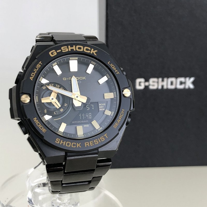 極美品 CASIO カシオ G-SHOCK G-STEEL タフソーラー腕時計 GST-B500BD-1A9JF ブラック ゴールド メタルバンド 質屋の質セブン