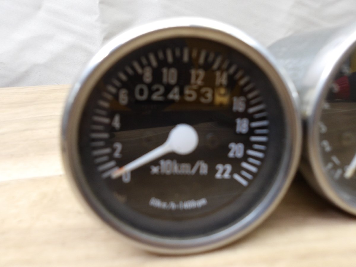ヤマハ 社外製品 SR400【２H6初期型１９インチモデル】 取り外し 油温計スピード、タコ、アン、メーターセット 長期保管品の画像2