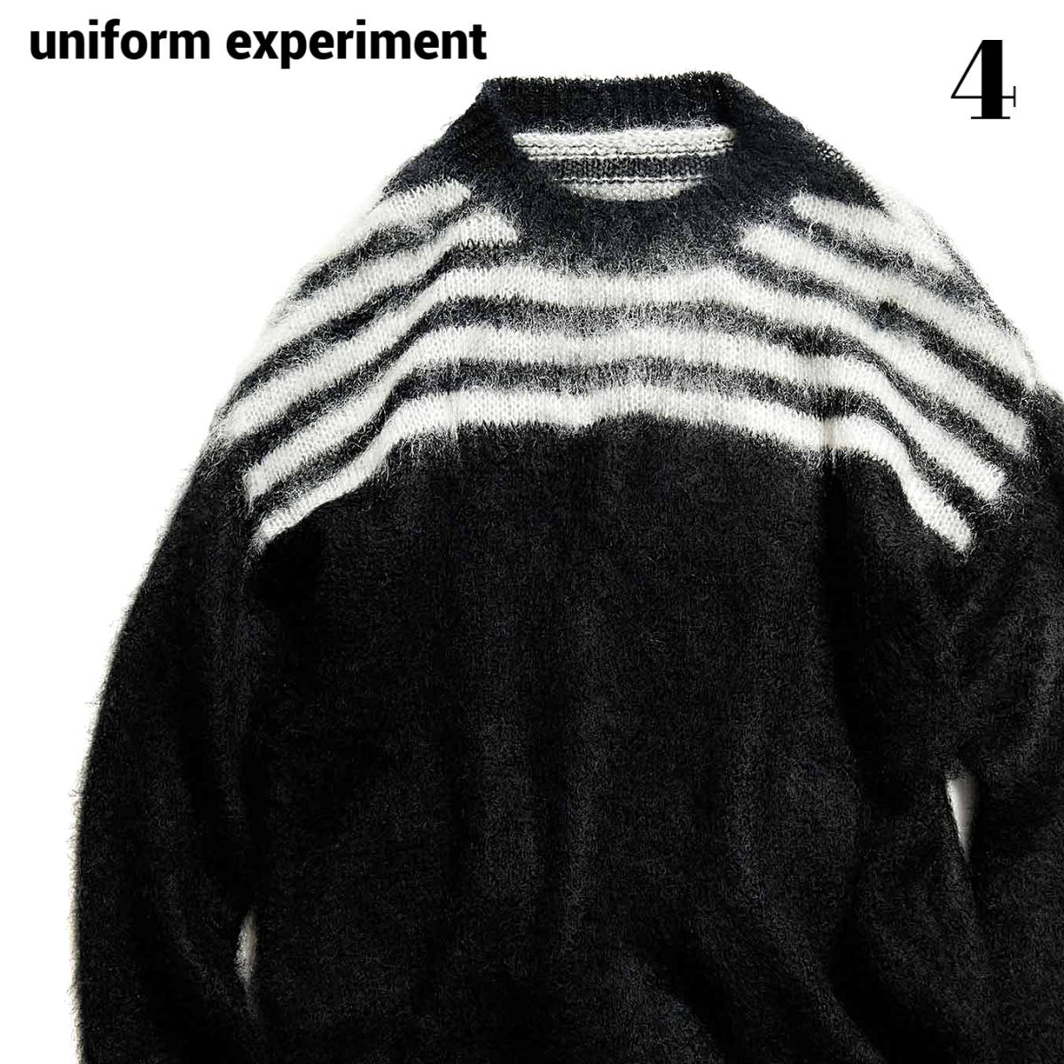 4 新品¥,uniform experiment MOHAIR PANELED BORDER CREWNECK