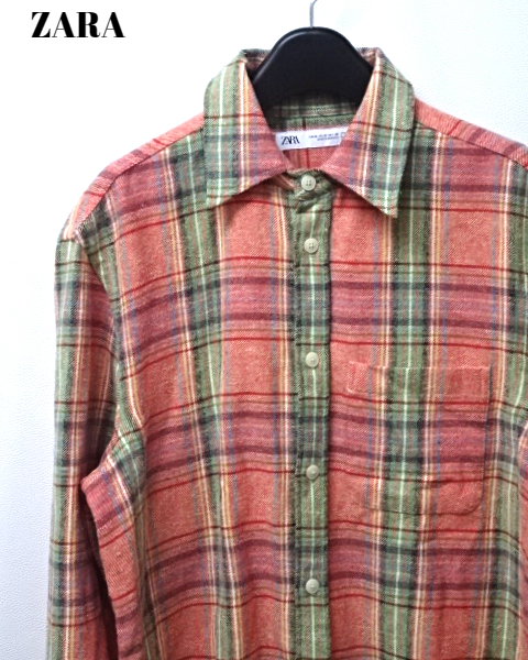 M【ZARA CHECK L/S SHIRT ザラ チェックシャツ ZARA チェックシャツ ZARA ネルシャツ】_画像1