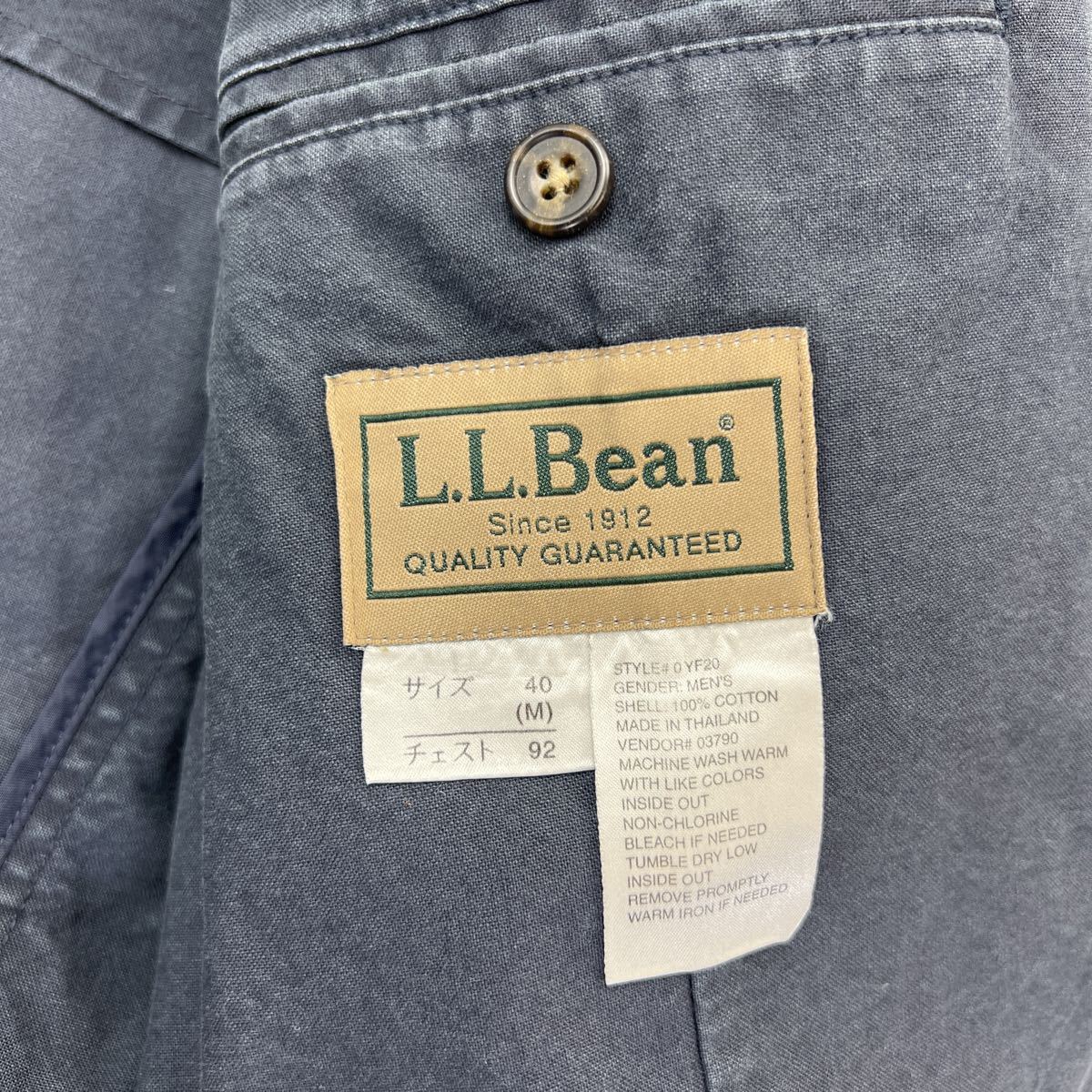 エルエルビーン ☆ L.L.Bean コットン 肩パッド入 テーラードジャケット 風合い◎ グレー 40 M 紳士 アメカジ アメトラ アウトドア■S1059_画像6