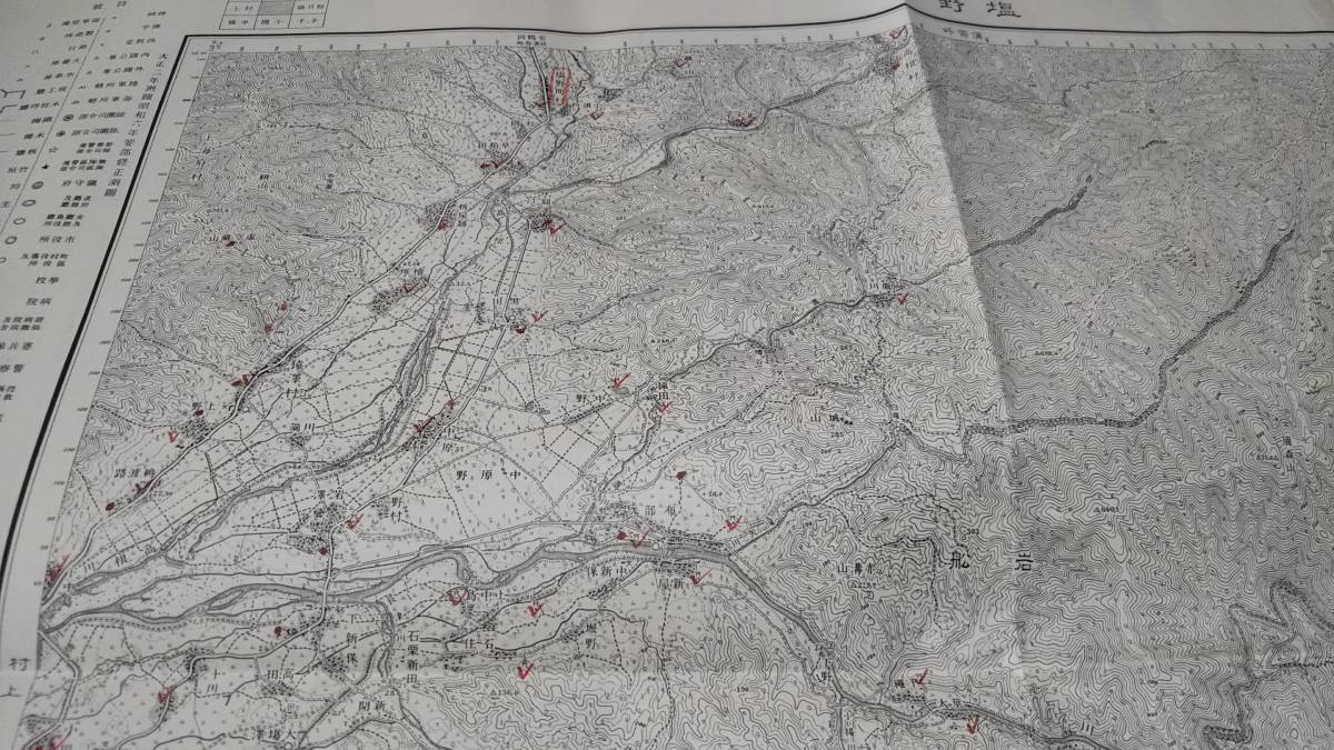 　古地図 　塩野町　新潟県　山形県　地図　資料　46×57cm　（書き込み多し表裏）　大正2年測量　　昭和8年印刷　発行　B2212_画像3