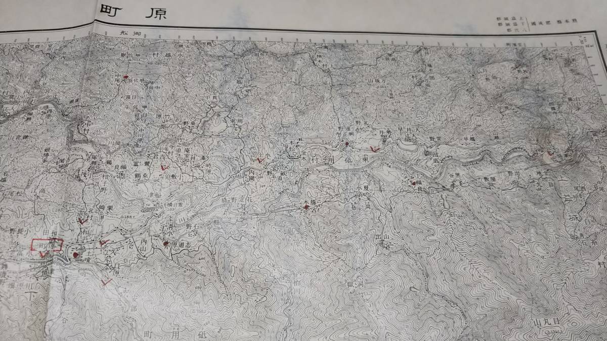 　古地図 　原町　熊本県　地図　資料　46×57cm（書き込み多し表裏）　明治34年測量　　昭和4年印刷　発行　B2212_画像6