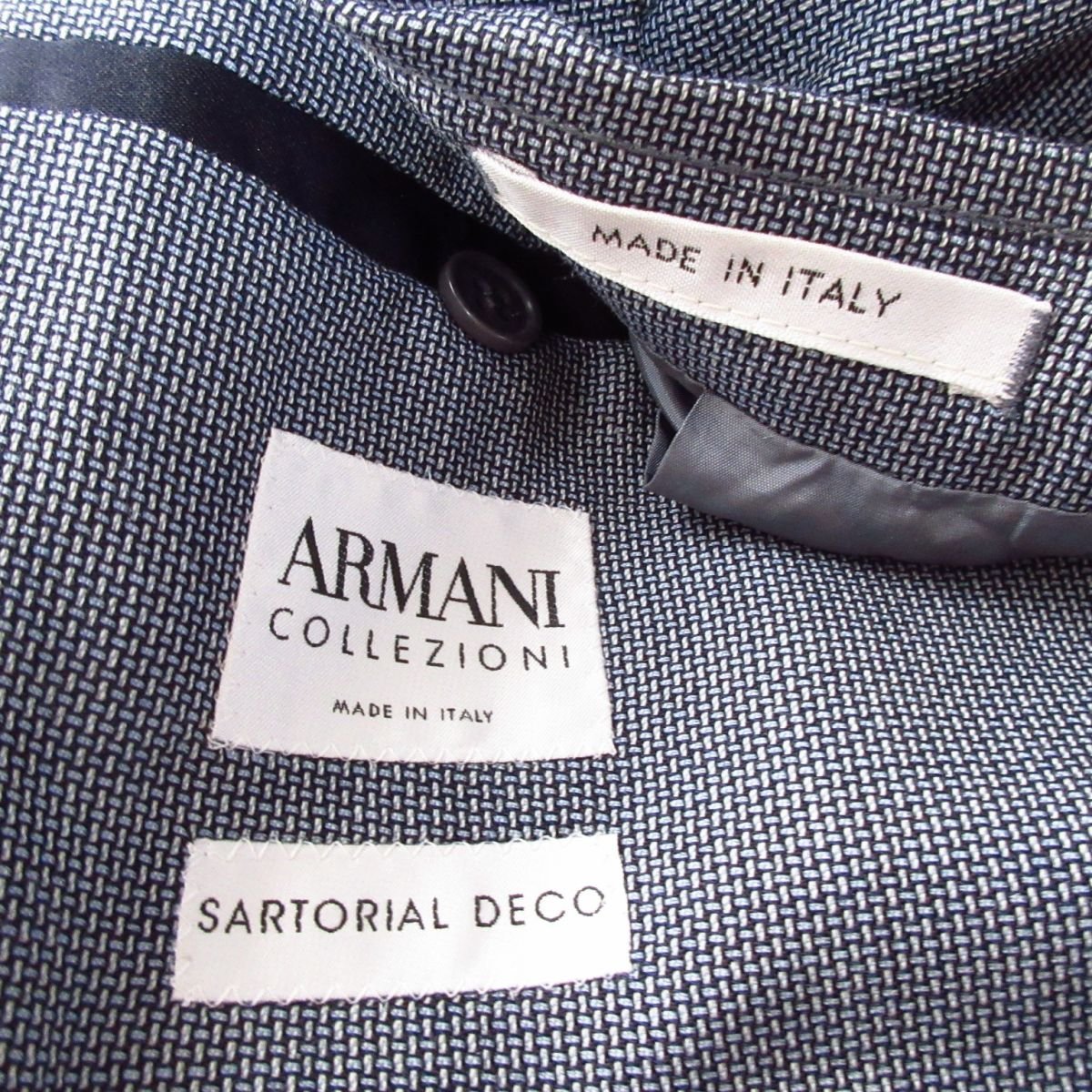 美品 ARMANI COLLEZIONI アルマーニコレツィオーニ SARTORIAL DECO シングル 2B テーラードジャケット 54 水色 ライトブルー 124_画像6