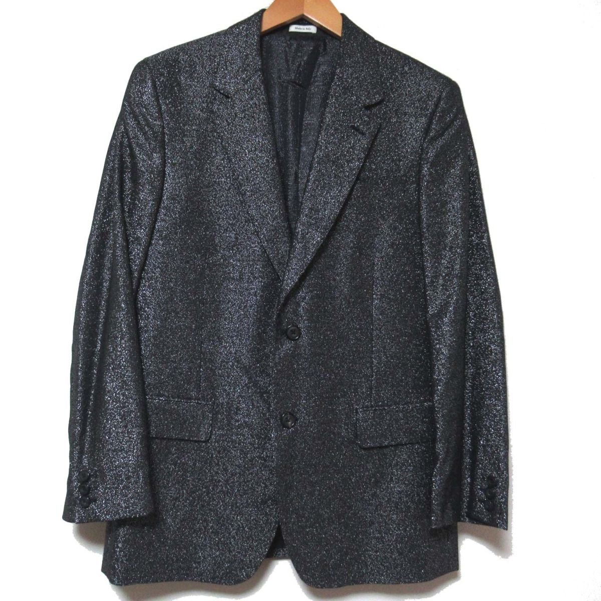  beautiful goods 2019 year of model ALEXANDER McQUEEN Alexander McQueen 2B lame single tailored jacket 46 170/88A black group C1204