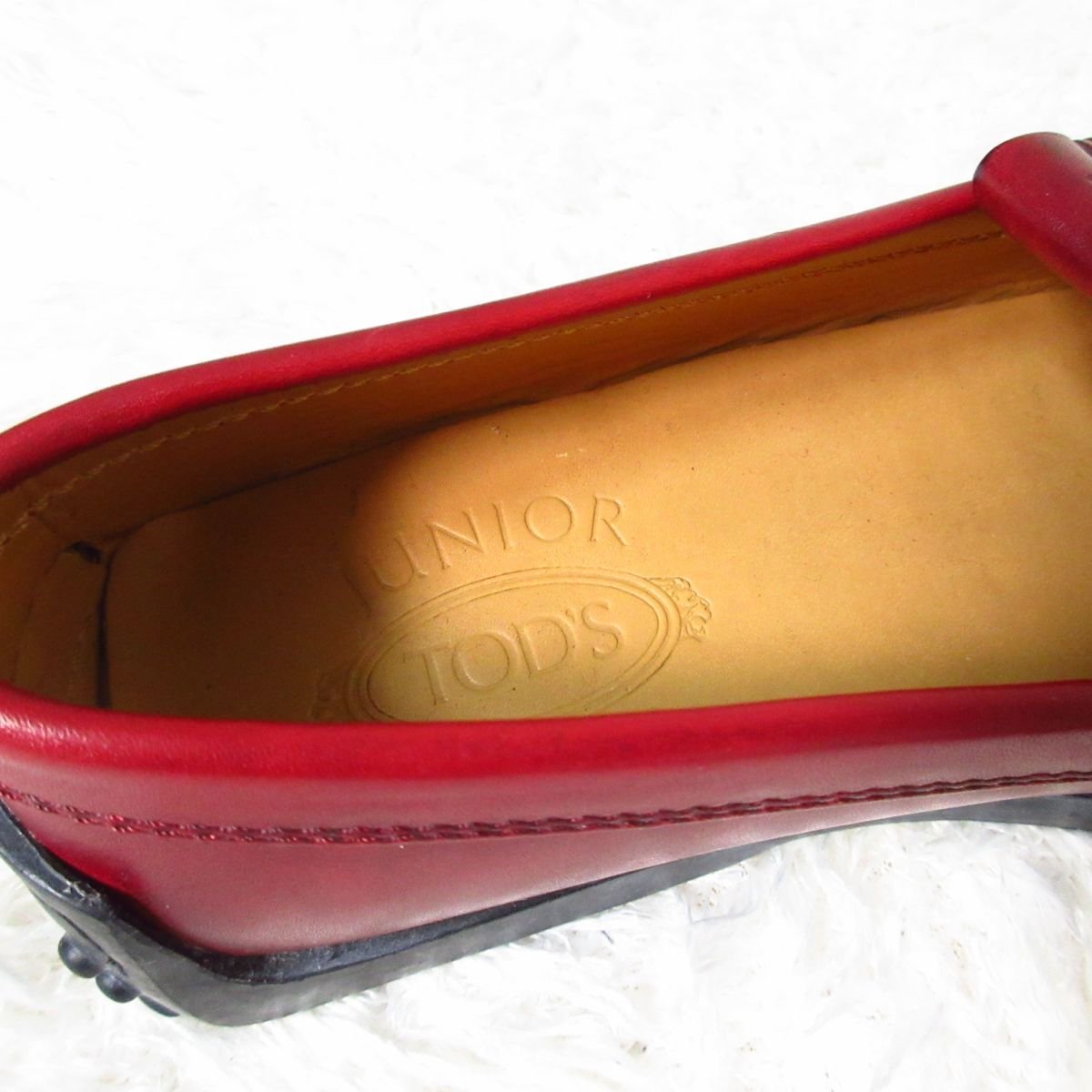  хорошая вещь TOD\'S junior Tod's Junior кожа gomi-ni кисточка Loafer обувь для вождения 31 примерно 19cm красный красный 012