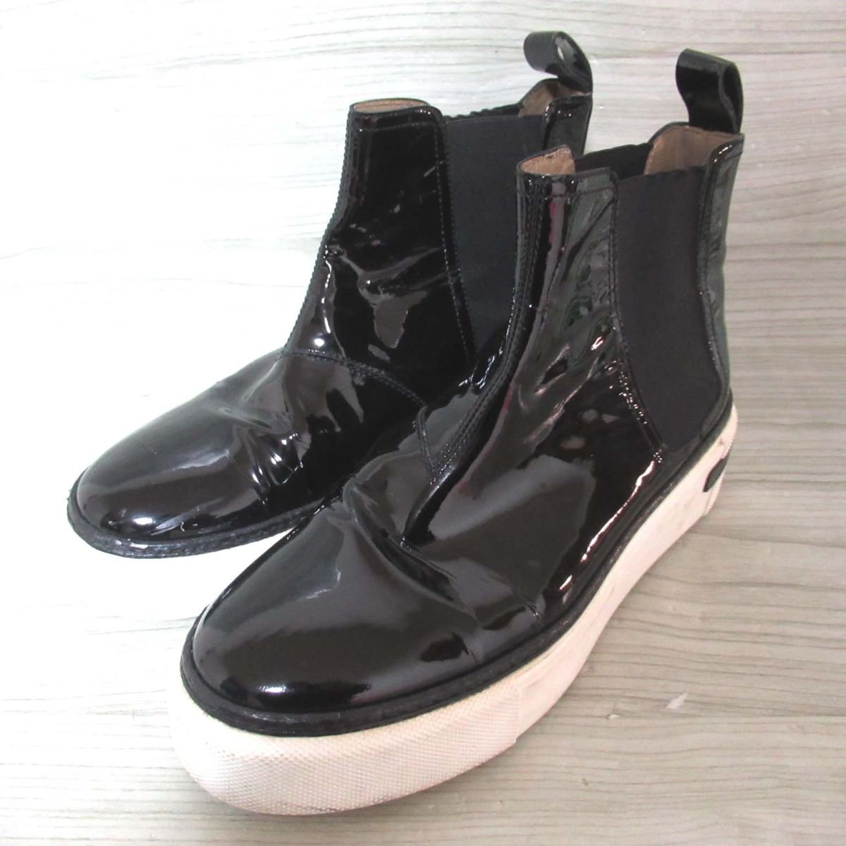 美品 HERMRS エルメス サイドゴア セリエ エナメル ショートブーツ 36