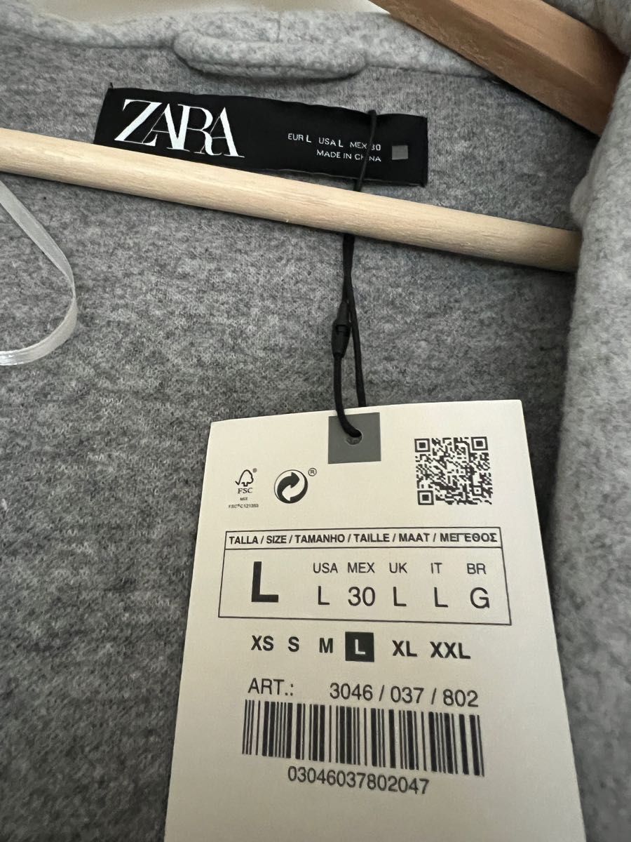 ZARA ザラ コート グレー 新品未使用 フーデットコート ダブル ZARA ザラ コート グレー 新品未使用 フーデットコート ダブル