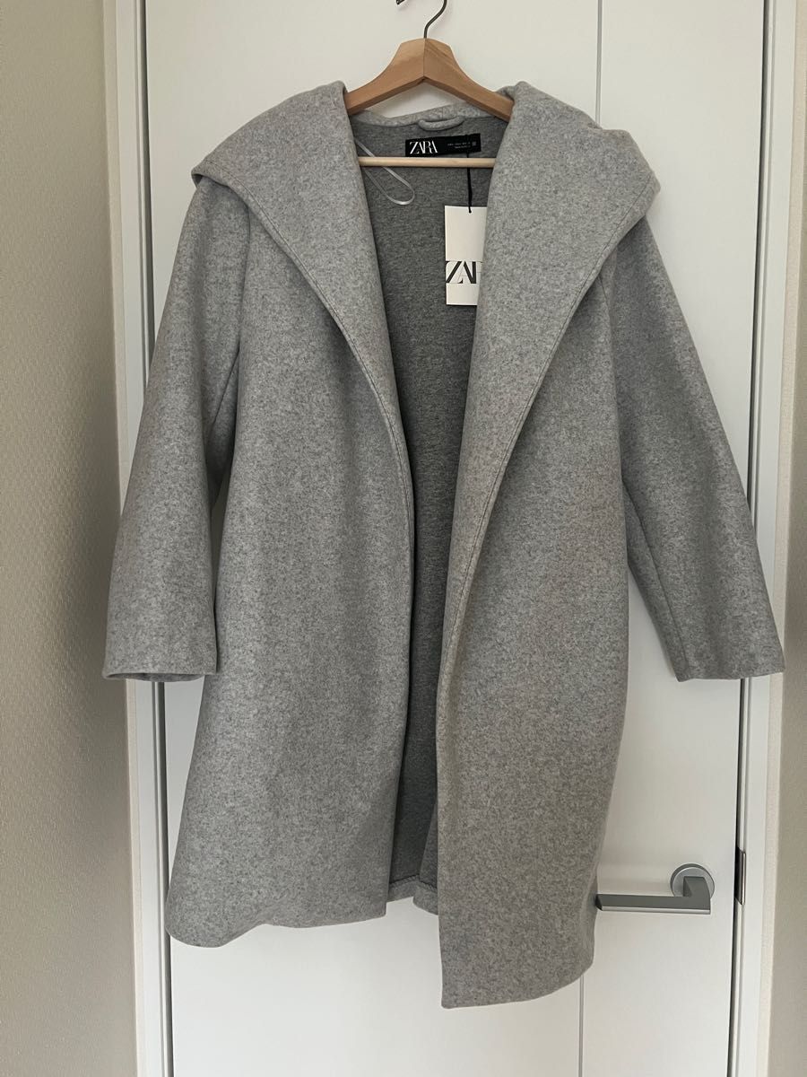 ZARA ザラ コート グレー 新品未使用 フーデットコート ダブルフェイス