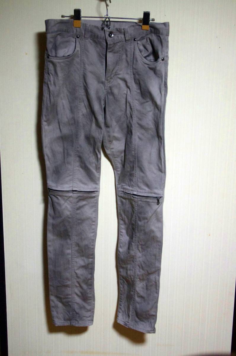  secondhand goods free shipping SHELLAC shellac knees Zip skinny pants 46 gray 