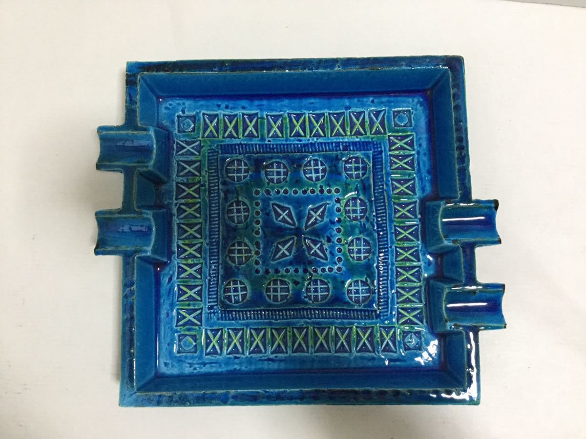 431220030 灰皿 イタリア製 フラビア FLAVIA ITALY 陶器 角型 インテリア ブルー ビトッシ 輸入雑貨の画像2
