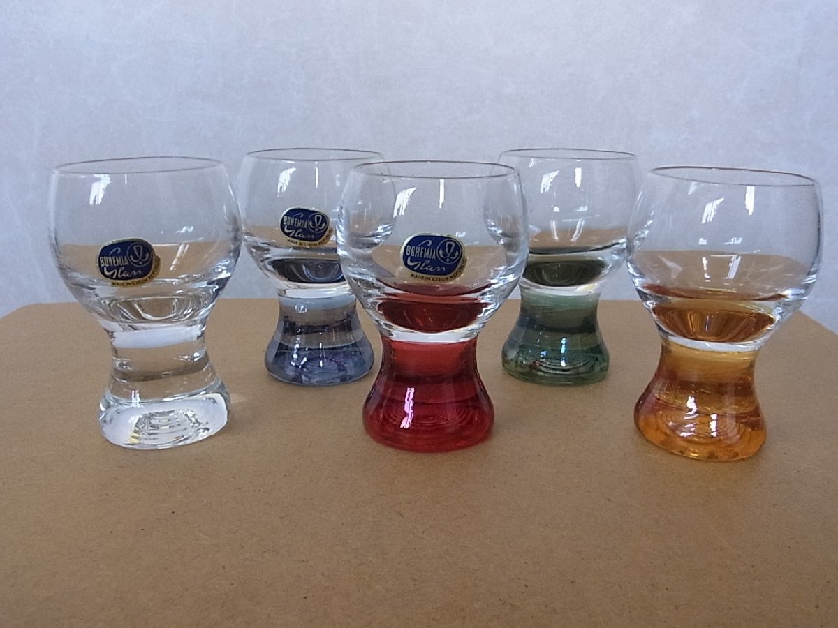 【未使用】 BOHEMIA GLASS 「ボヘミアグラス」 冷酒グラス 5個セット 食前酒 ショットグラスにもの画像1