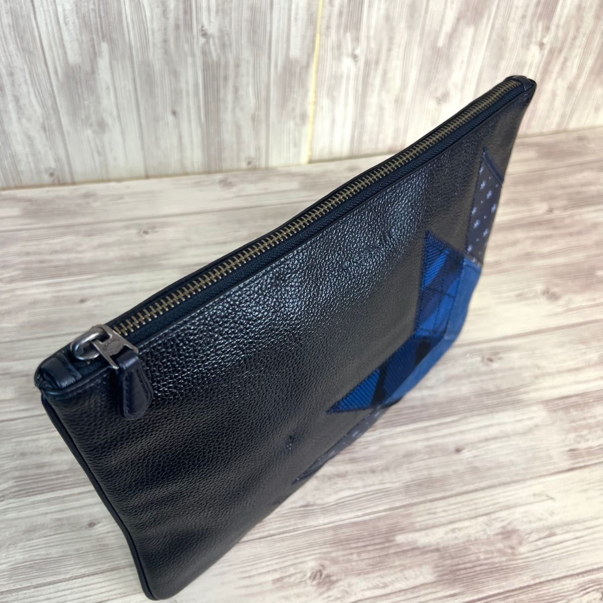 希少】COACH(コーチ) レザー クラッチバッグ デニムパッチ 希少】COACH(コーチ) レザー クラッチバッグ デニムパッチ
