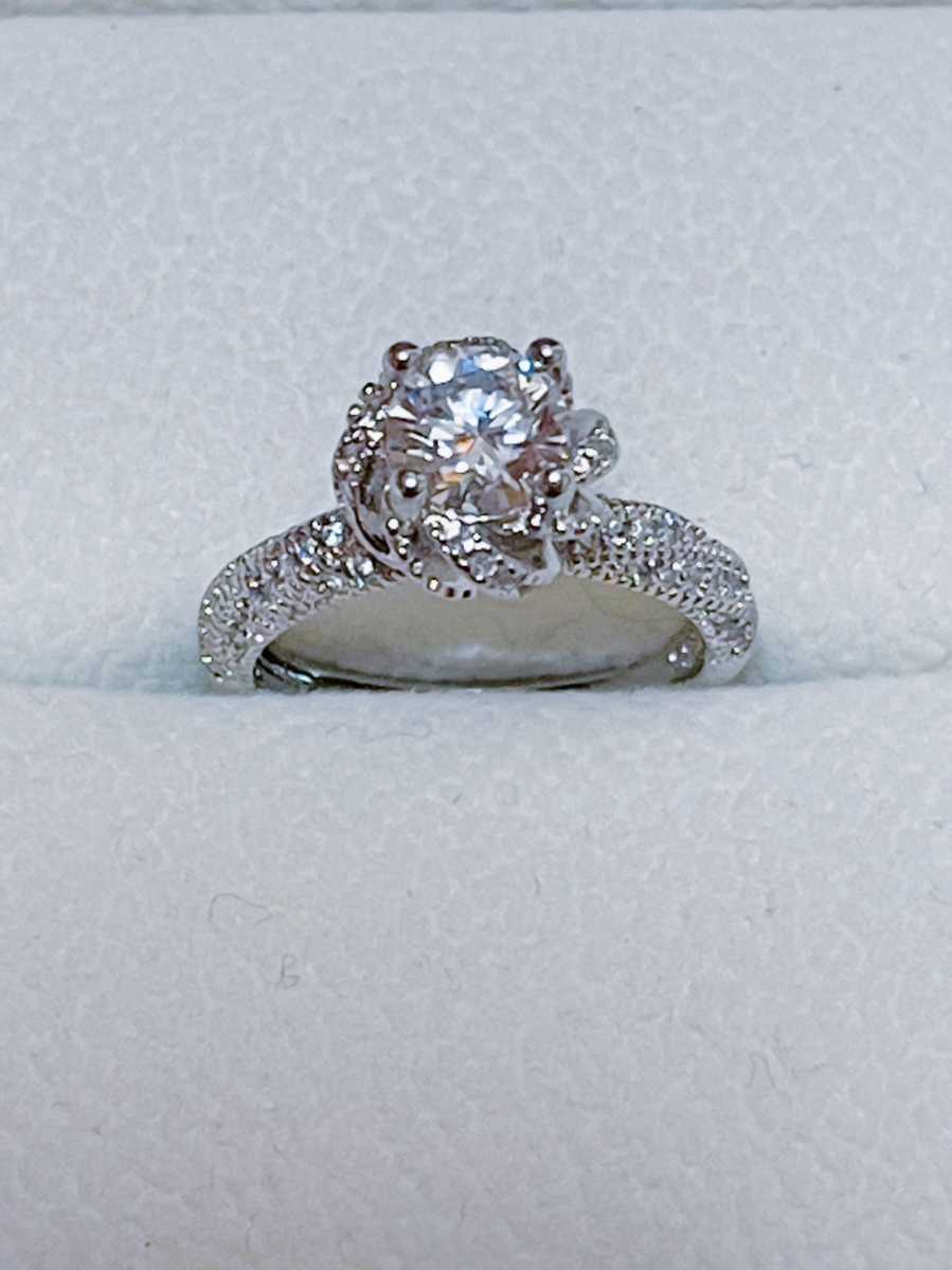 高級 プラチナ ホワイトゴールド PT950 ダイヤモンド リング 指輪 