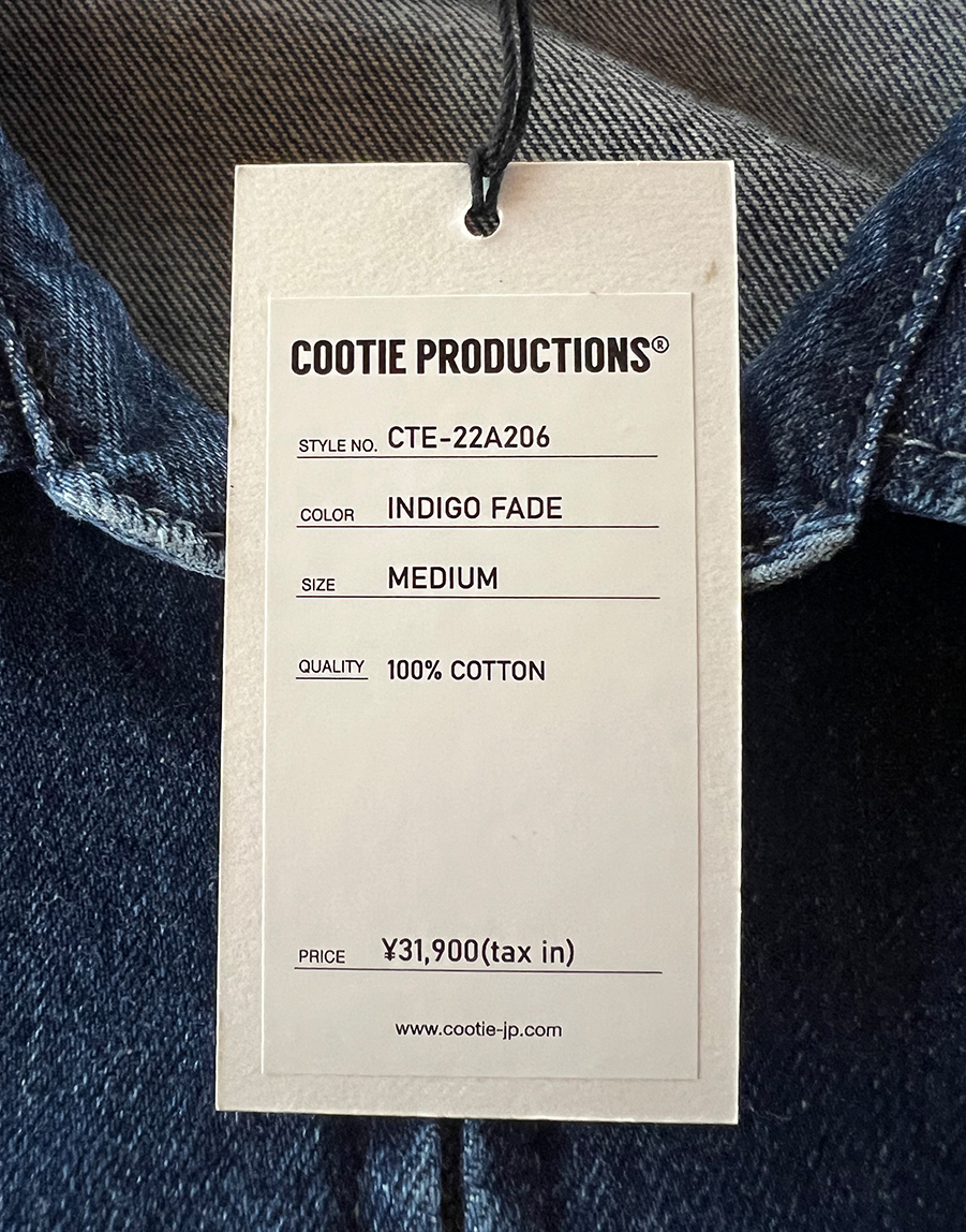 COOTIE クーティー Denim Zip Up Work Jacket INDIGO FADE Mサイズ(M