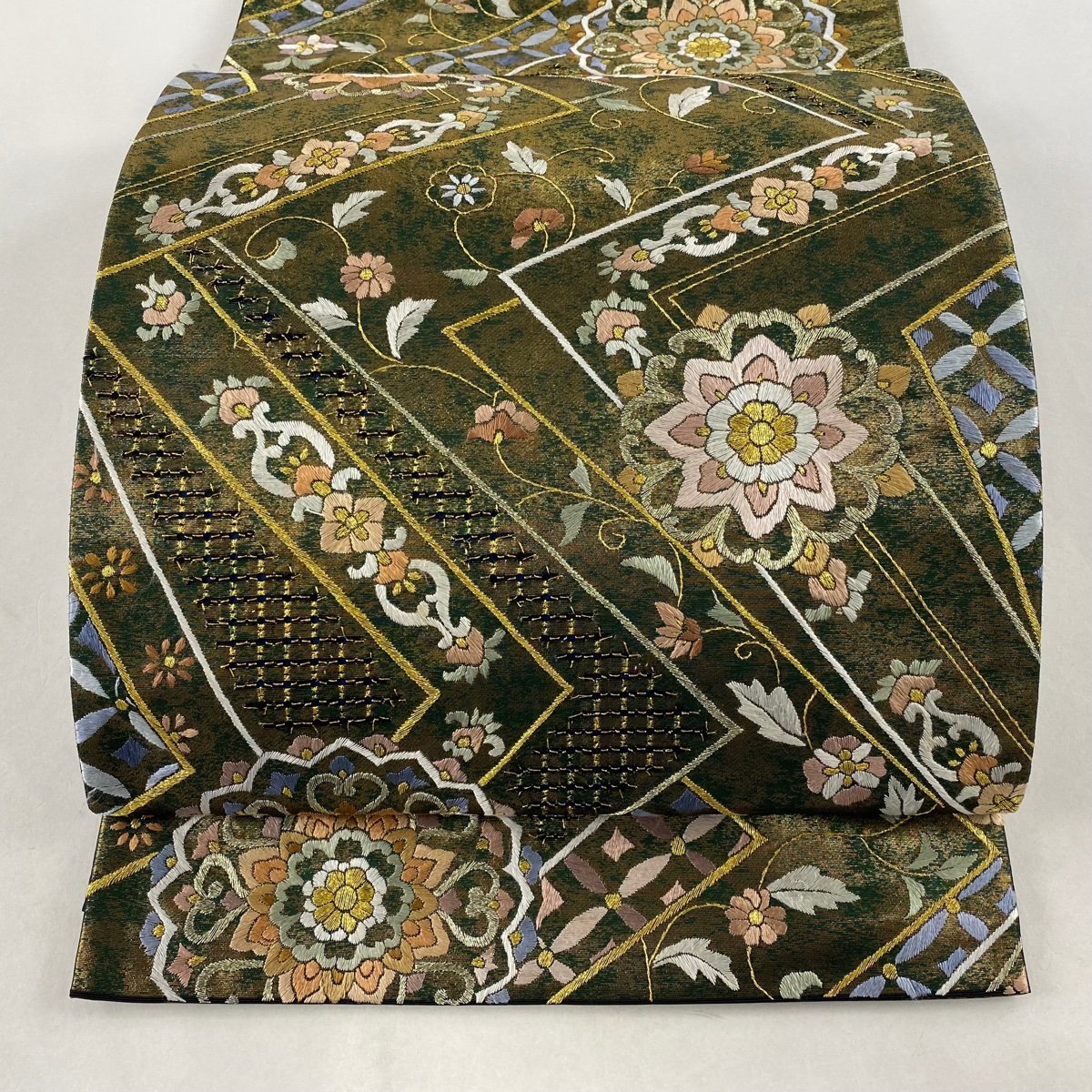 16160円買い まし た 流行商品 袋帯 全通 市松 幾何学 金彩 逸品 浴衣