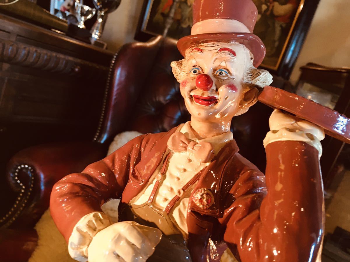 輝い 湯布院アンティーク フィギュリン 陶器LLADRO H44 大置物 ピエロ
