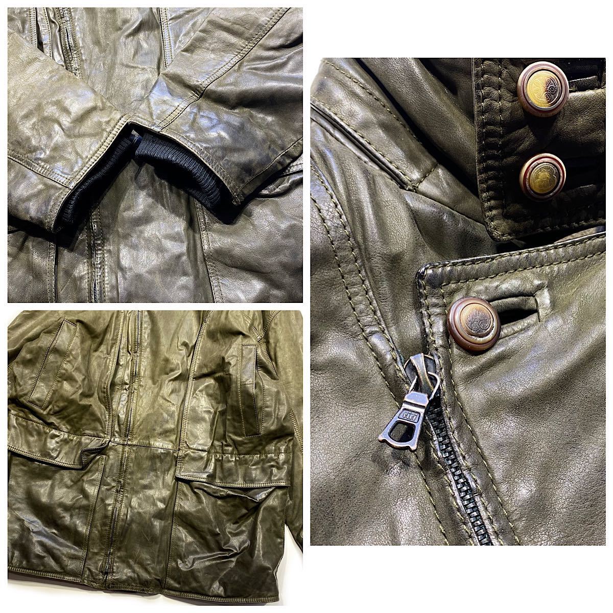 Crops クロップス 本革 レザージャケット ライダース イタリア製 52