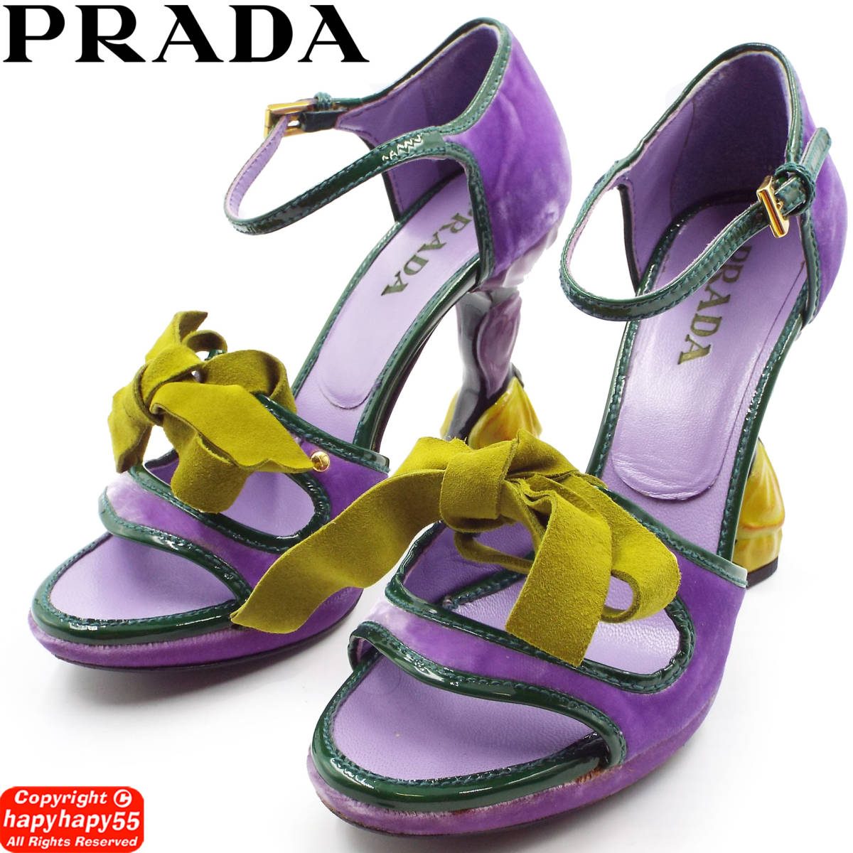 定価16万■PRADA 2008SS 名作 フェアリーコレクション 花彫刻 ハイヒールパンプス 美品◆プラダ シューズ Fairy Collection アールヌーボー_画像2