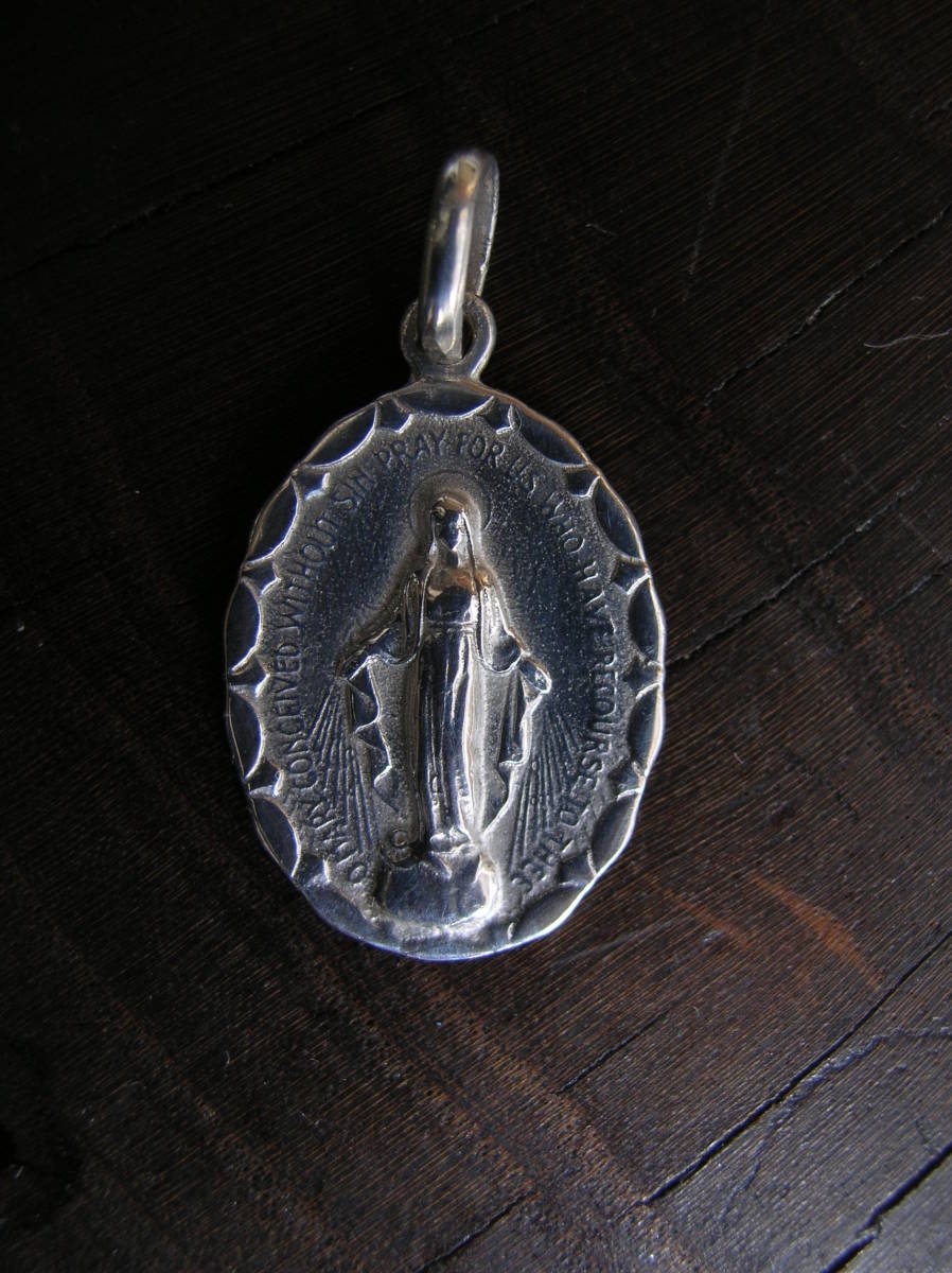 聖母マリアの不思議メダイSILVER925伝統お守り銀製正式ペンダントTOP_画像4