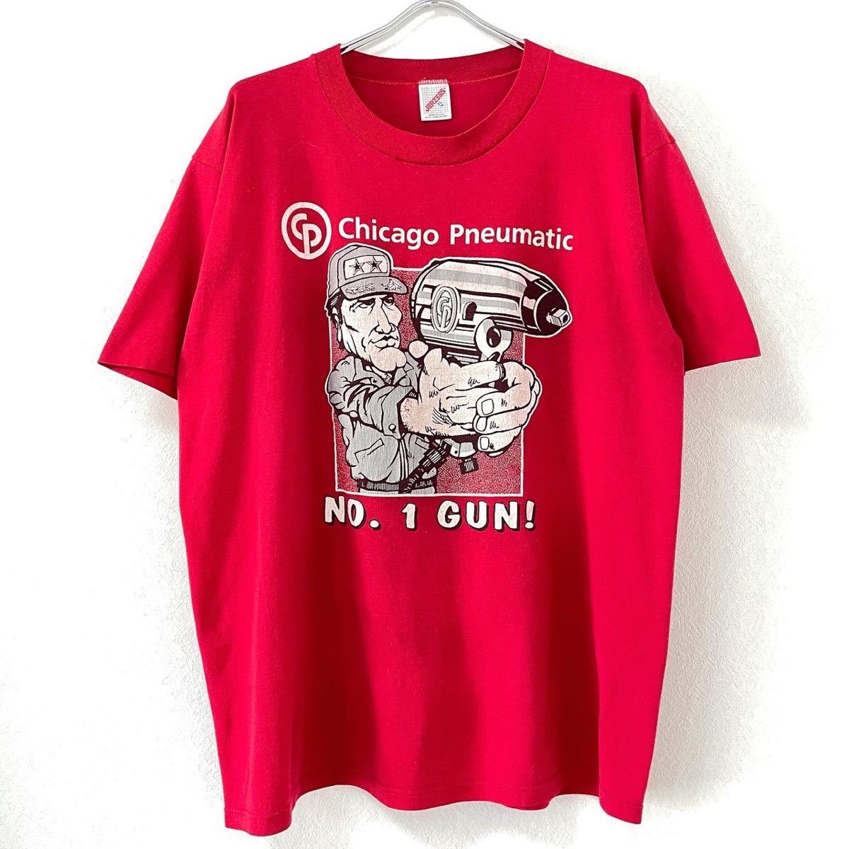 ■激レア■90s USA製 CHICAGO PNEUMATIC 電動工具 企業 Tシャツ XL シカゴニャーマチック アート ビンテージ