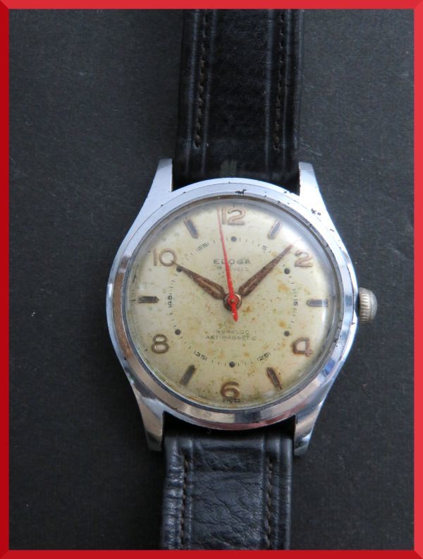 ELOGA 手巻き 17石 3針 SWISS 男性用 メンズ 腕時計 T680 ジャンク 稼働品の画像1