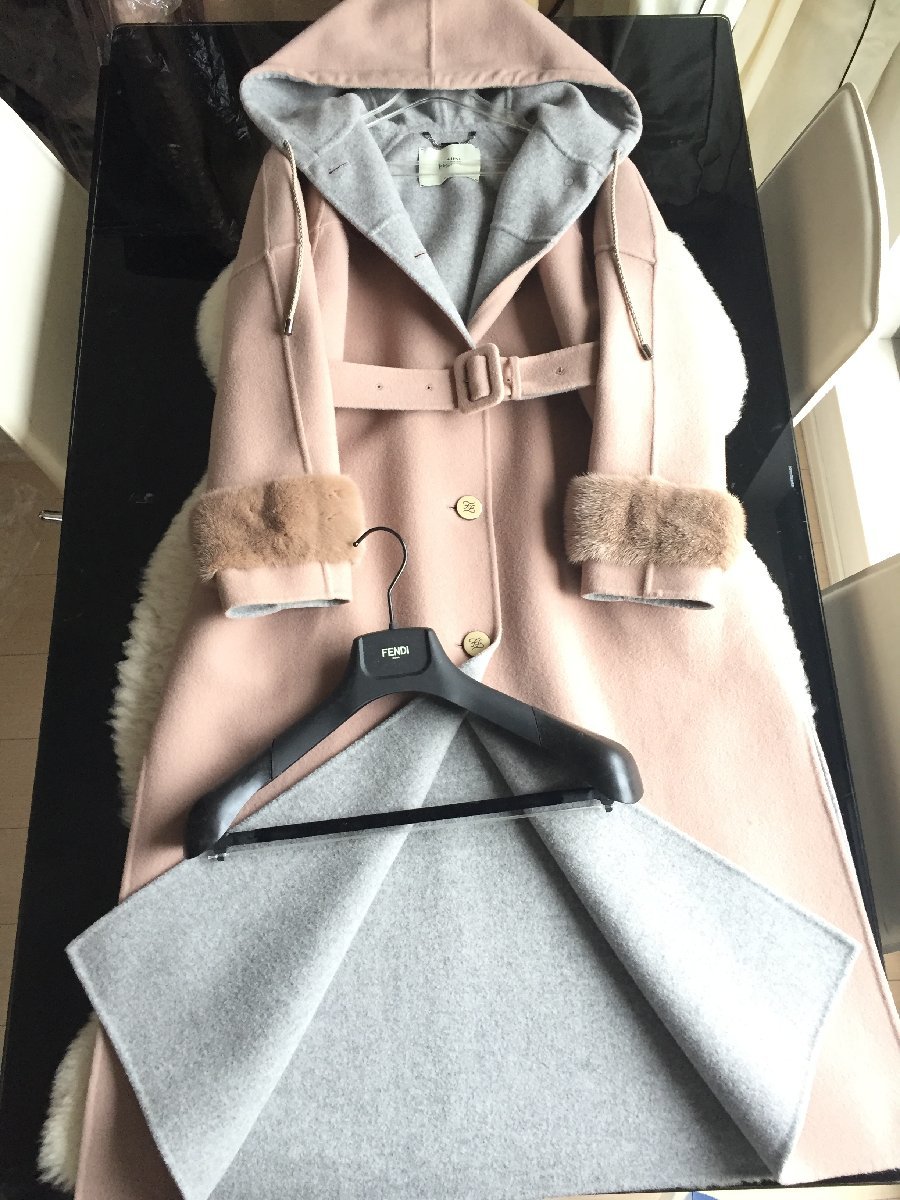 極美品】FENDI ムートンコート ロングコート ブラウン 40