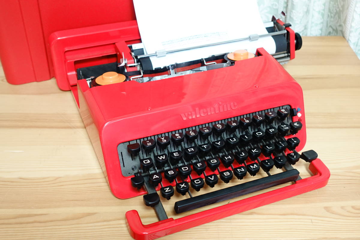 【動作確認・リボン交換済み】Olivetti Valentine オリベッティ タイプライター バレンタイン 赤バケツの画像1