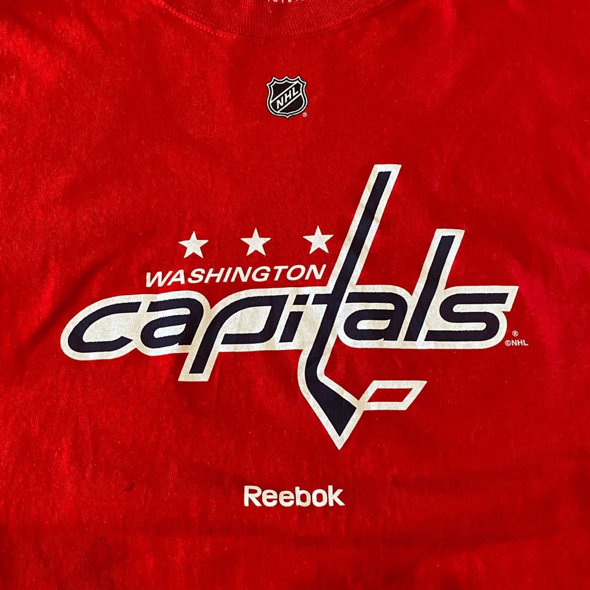 リーボック ワシントンキャピタルズ Reebok NHL Washington Capitals プリント 長袖Tシャツ M ロンT USA古着 メンズ レッド 90s ビンテージ_画像3