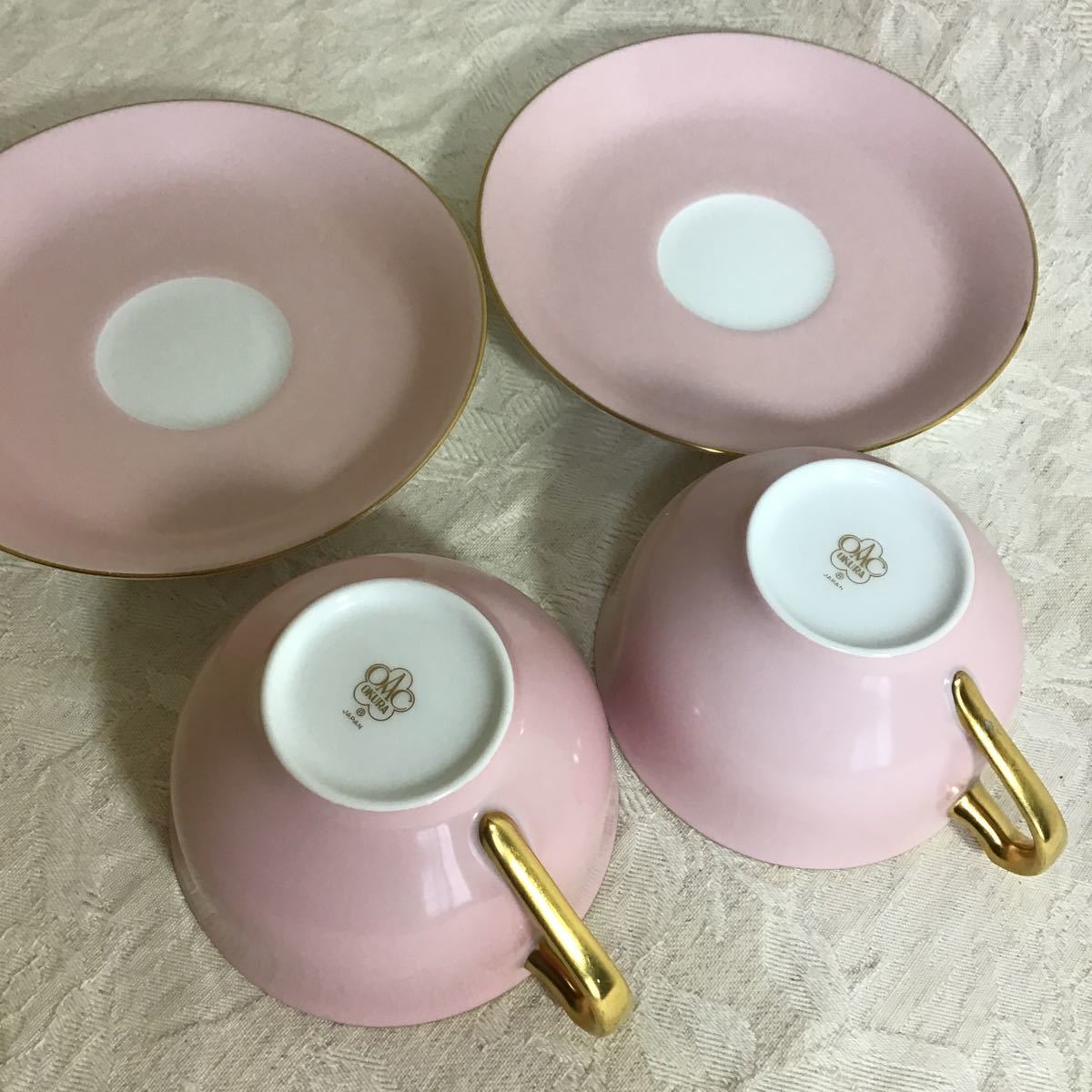 2客 大倉陶園 色蒔き ピンク蒔き 桜色 カップ&ソーサー 2客 大倉陶園 色蒔き ピンク蒔き 桜色 カップ&ソーサー