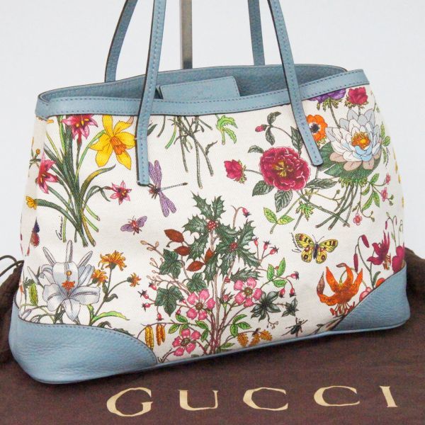 美品 グッチ GUCCI フローラ 花柄 トートバッグ キャンバス×レザー レディース 358470 日本50周年記念 保存袋付き 1円 正規品保障_画像1