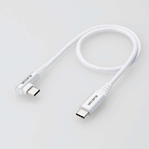 USB2.0ケーブル [C-C] 0.3m USB Power Delivery(最大60W)対応 L字コネクタ採用 Certified Hi-Speed USB正規認証品: MPA-CCL03NWH_画像3
