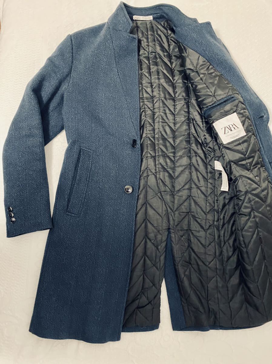 ZARA Men Business and Casual Style long coat fashion US サイス 40 (タグサイスM ) カラーはnavy blueコン色です。_画像3