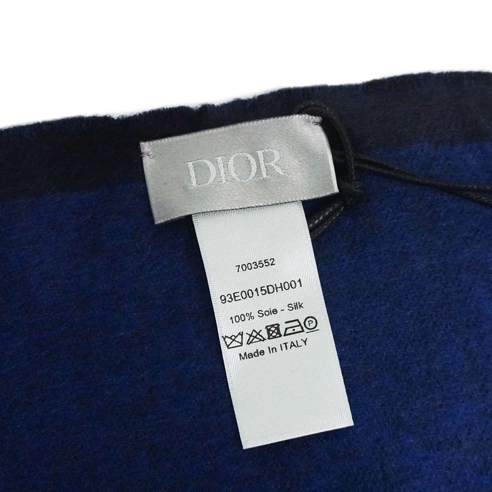 （新品・未使用品）ディオール Dior CD ICON リバーシブルスカーフ マフラー シルク100％ ネイビー ブルー 青 93E0015DH001 箱付_画像7
