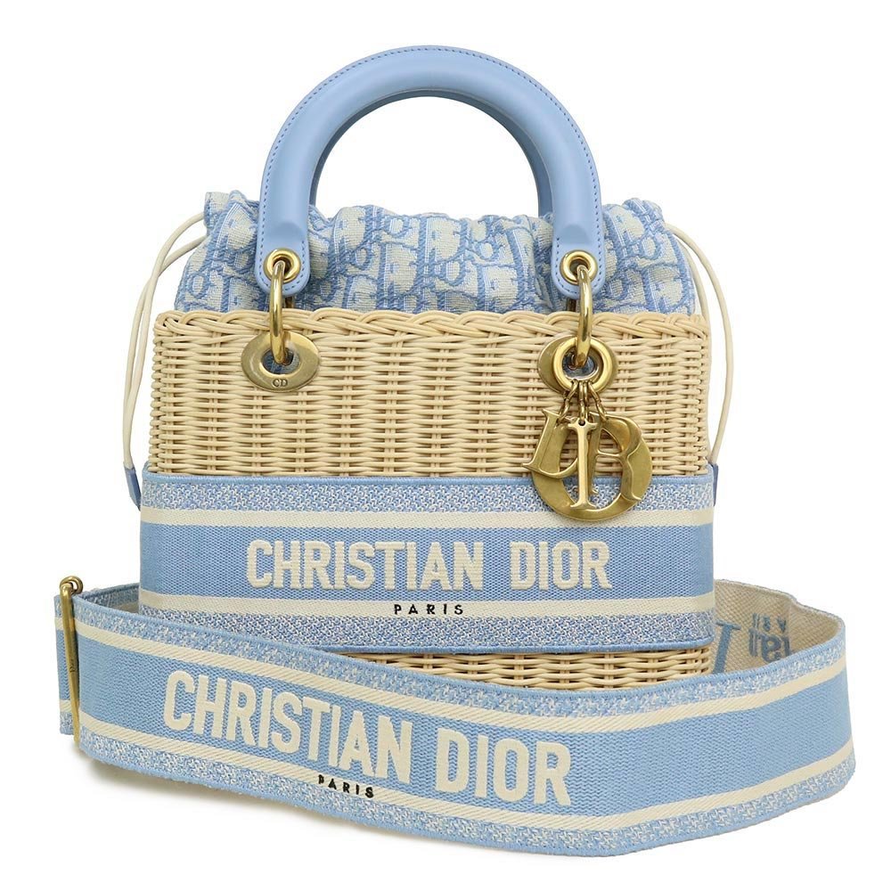 （新品・未使用品）クリスチャンディオール Christian Dior レディ ディオール ミディアム バッグ 2WAY ハンド ショルダーバッグ 青 箱付