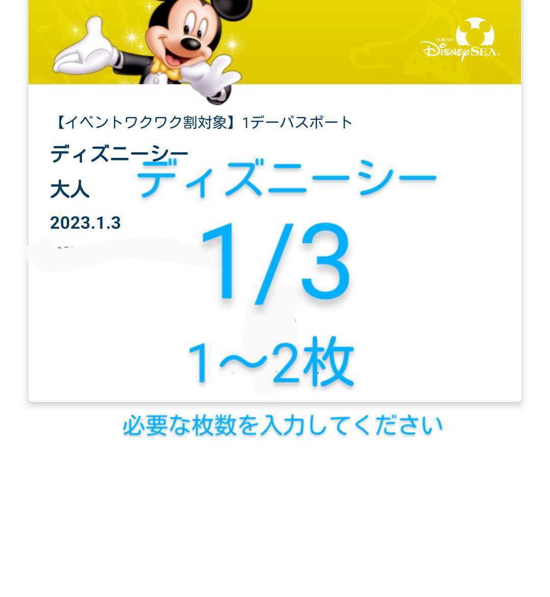 入園後の受取りok 1 3 ディズニーシー 1月3日 Eチケット 1デーパスポート 1枚 2枚 東京ディズニーシー 新品 送料無料 のヤフオク落札情報