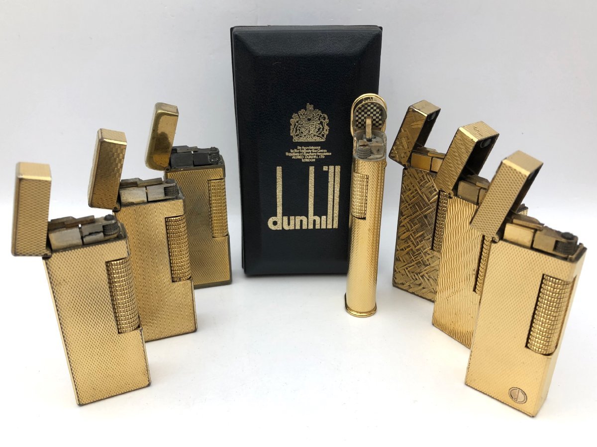 1円～/dunhill/ダンヒル/ガスライター/ライター/ゴールドカラー/7点