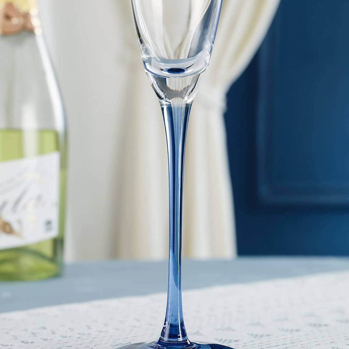 シャンパングラス フルートグラス ブルー 結婚祝い 新築祝い 結婚記念日 プレゼント ギフト パーティー ガラス 鉛フリー 4個セット 130mlの画像7