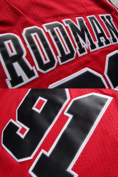 美品 NBA RODMAN #91 デニス・ロッドマン BULLS シカゴ・ブルズ ユニフォーム ゲームシャツ　ジャージ　刺繍　マイケル・ジョーダン  赤 S M