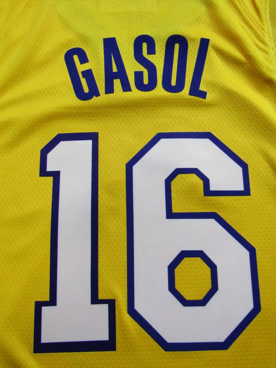 【美品】 NBA LALERS パウ・ガソル GASOL #16 ★ロサンゼルス・レイカーズ ユニフォーム ゲームシャツ ジャージ L タンクトップの画像5