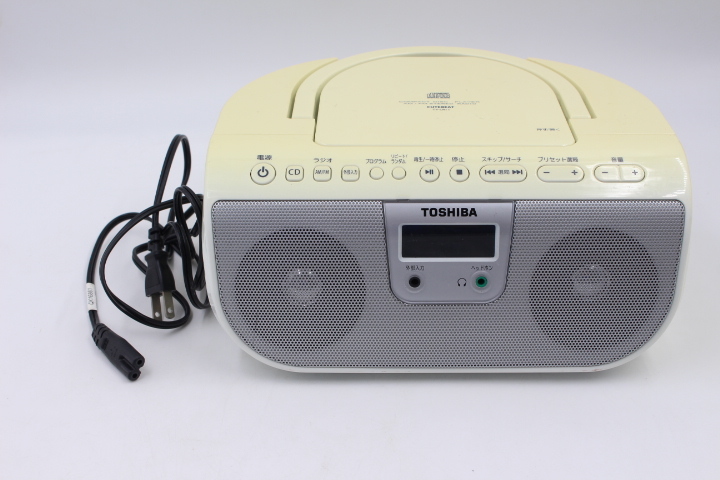 108 TOSHIBA 東芝 TY-CR11 CDラジオ AM FM ラジオ ホワイト 白 ポータブル ケーブルあり 1円スタート 80サイズの画像1