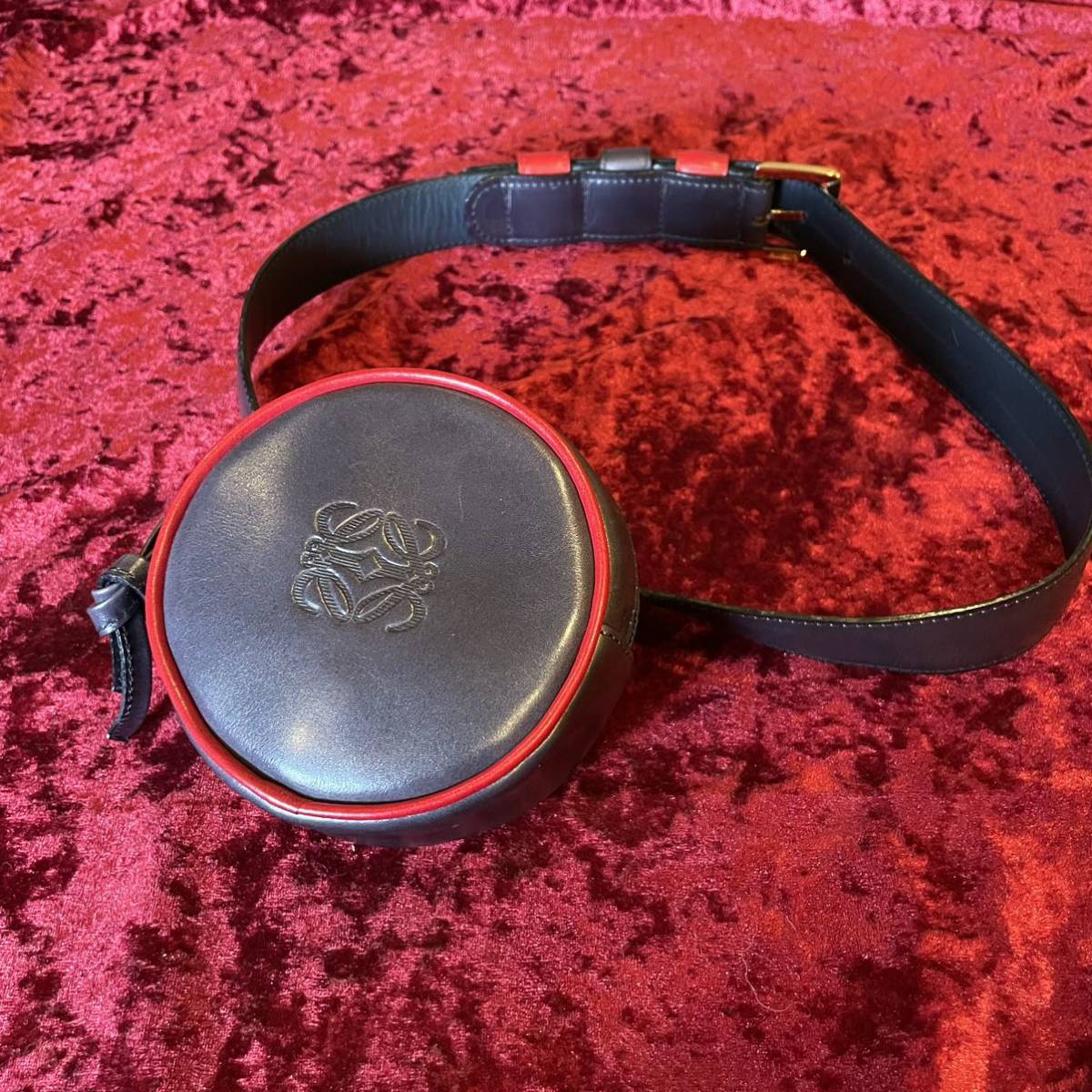 希少 vintage LOEWE ロエベ バイカラー レザー ショルダーポーチ