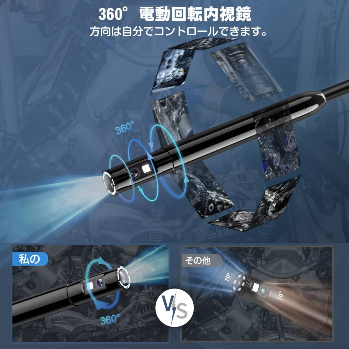 クーポンで半額☆2280円! Hiacinto 360°電動回転 ファイバースコープ