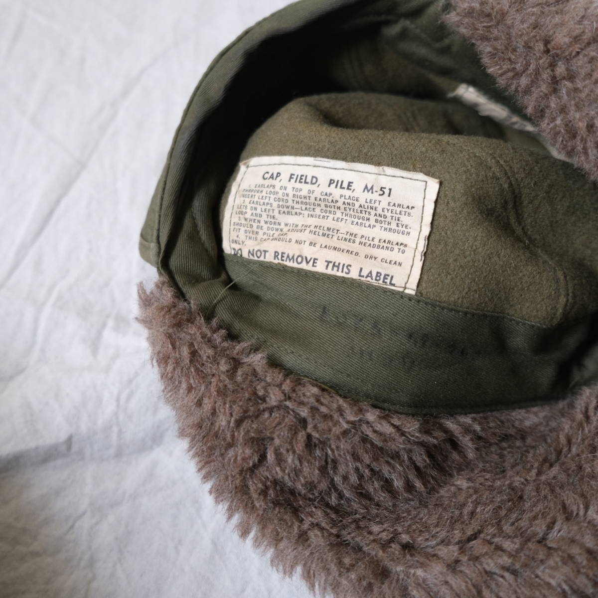 50s【 U.S.ARMY 】M-51 field pile cap 米軍 ビンテージ フィールド