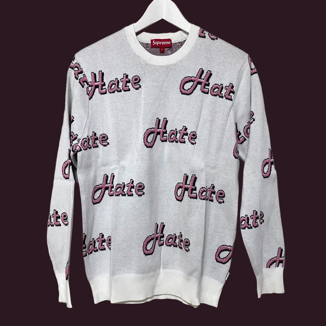 【新品】13aw Supreme Hate Sweater size:S シュプリーム セーター コットンセーター スウェット 白 ホワイト