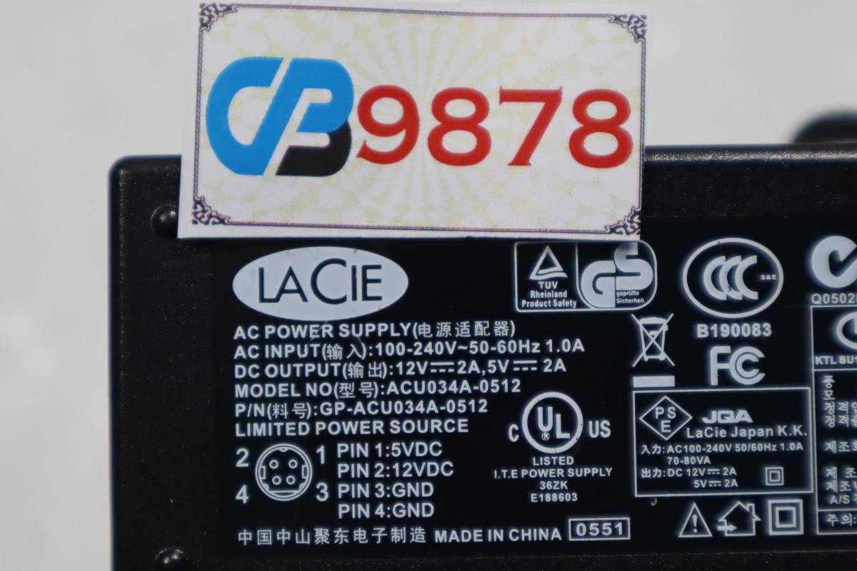 CB9878(3) & L LACIE ACU034A-0512 100-240V 50-60Hz 1.0A 12V-2A 5V-2A AC адаптор 