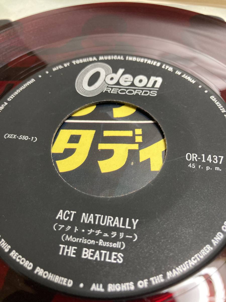 RED WAX！赤盤7''！ビートルズ Beatles / Act Naturally アクト・ナチュラリー Toshiba OR-1437 国内盤 HELP YESTERDAY JAPAN 1ST PRESS_画像2