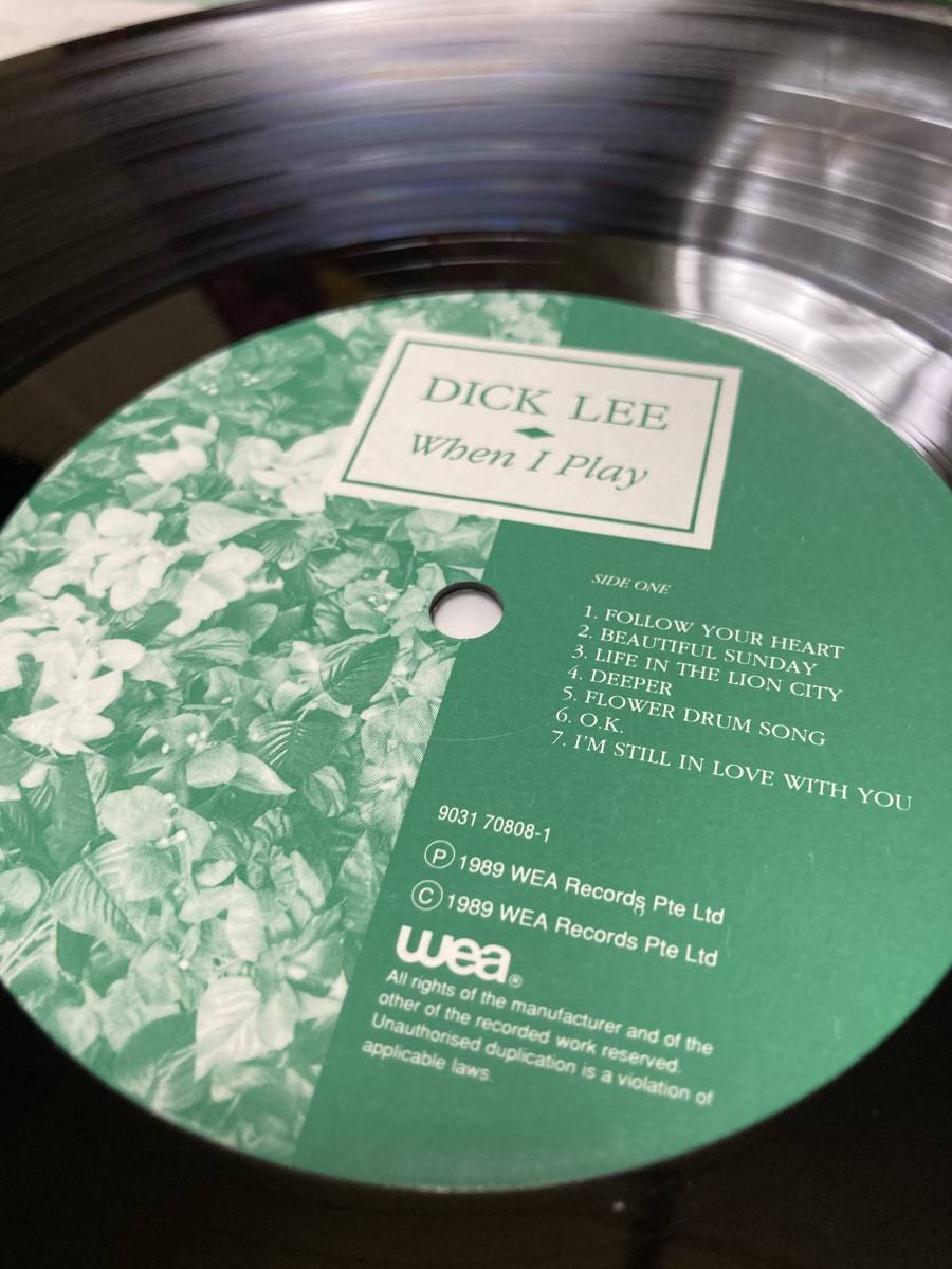 .LP! Dick * Lee Dick Lee.. writing / When I Play WEA 9031 70808-1 analogue record record AOR JACINTHA LIFE IN THE LION CITY 1989 NM