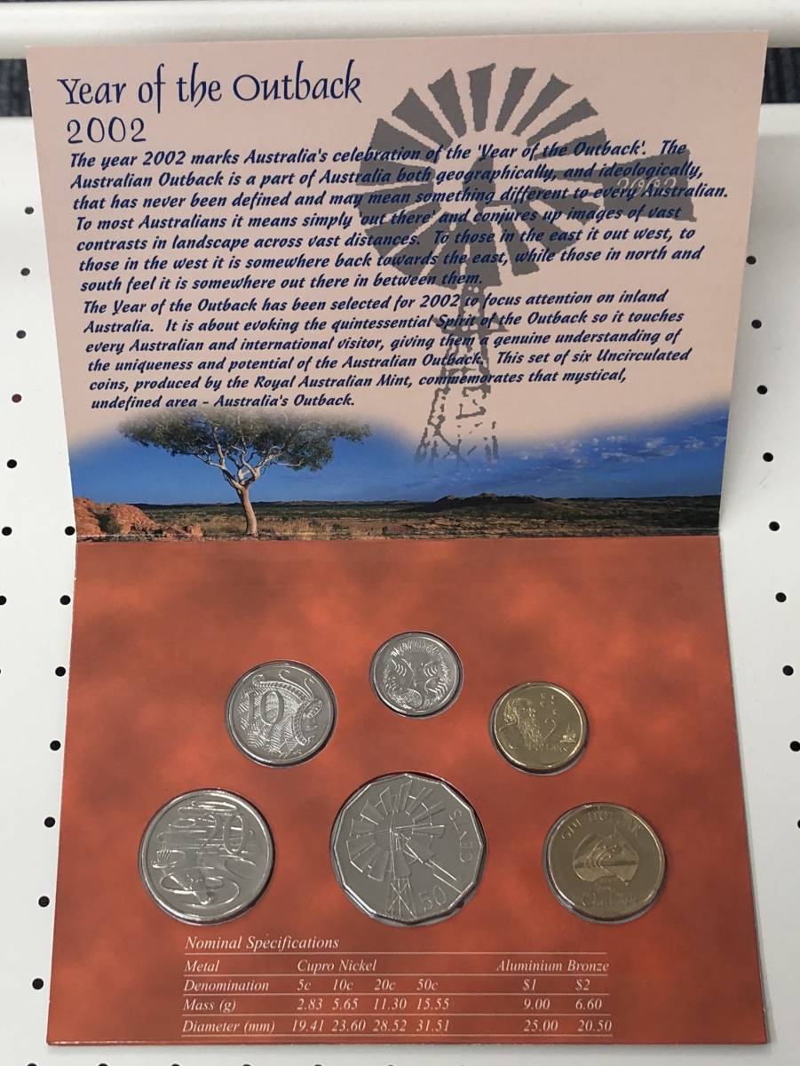 オーストラリアコイン　６種６枚　お土産　Royal Australian Mint　2002 Year of the Outback　Six Coin Uncirculated Set_画像1